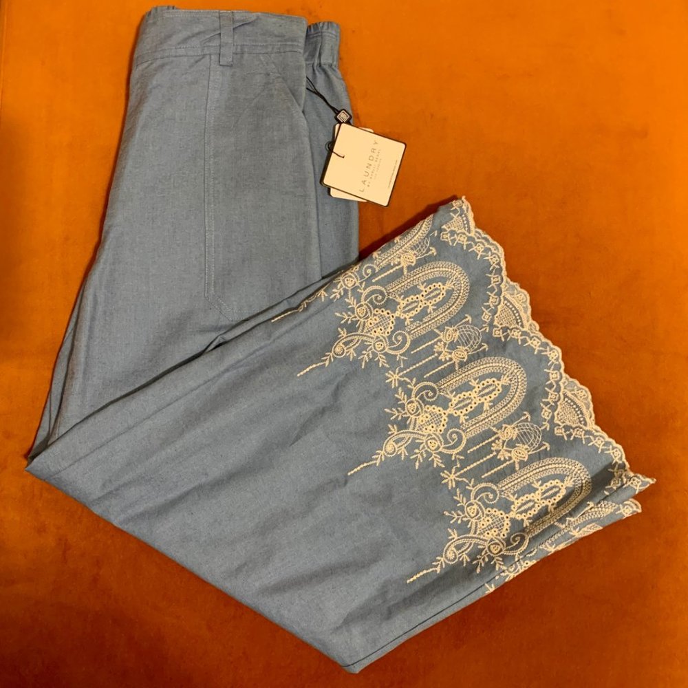 Laundry by Shelli Segal - Blue Embroidered Pants (NWT)
